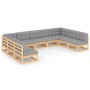 Gartenmöbel-Set 9-teilig und Kissen aus massivem Kiefernholz von vidaXL, Gartensets - Ref: Foro24-3077194, Preis: 933,41 €, R...