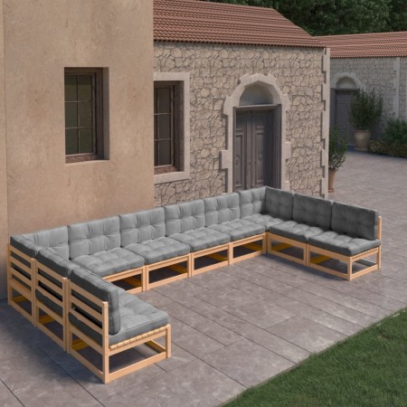 Garden furniture set 10 pieces and cushions solid pine wood by vidaXL, Garden sets - Ref: Foro24-3077204, Price: 1,00 €, Disc...