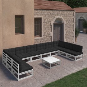 11-piece garden furniture set with white pine wood cushions by vidaXL, Garden sets - Ref: Foro24-3077210, Price: 840,99 €, Di...