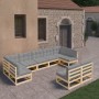 Gartenmöbel-Set 9-teilig und Kissen aus massivem Kiefernholz von vidaXL, Gartensets - Ref: Foro24-3077214, Preis: 929,99 €, R...