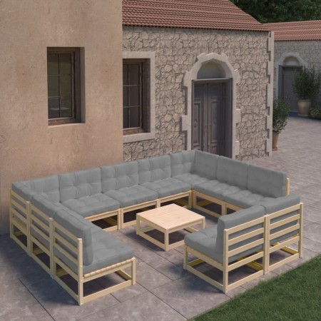 12-piece garden furniture set with solid pine wood cushions by vidaXL, Garden sets - Ref: Foro24-3077229, Price: 1,00 €, Disc...