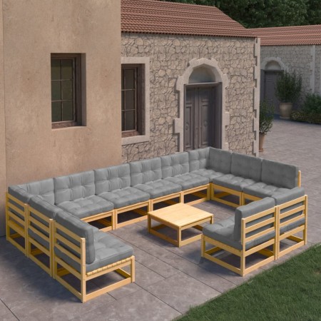 Garden furniture set 13 pieces and cushions solid pine wood by vidaXL, Garden sets - Ref: Foro24-3077239, Price: 1,00 €, Disc...