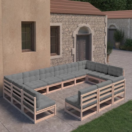 Garden furniture set 13 pieces and cushions solid pine wood by vidaXL, Garden sets - Ref: Foro24-3077244, Price: 1,00 €, Disc...