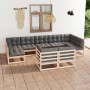 Gartenmöbel-Set 9-teilig und Kissen aus massivem Kiefernholz von vidaXL, Gartensets - Ref: Foro24-3077254, Preis: 856,99 €, R...