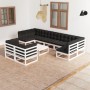 Garden furniture set, 10 pieces with white pine wood cushions. by vidaXL, Garden sets - Ref: Foro24-3077260, Price: 772,11 €,...