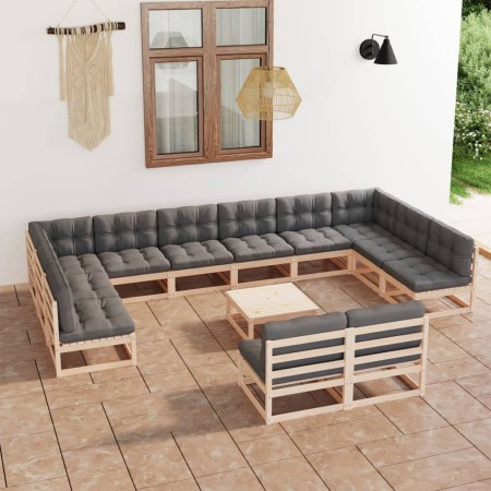 Gartenmöbel-Set 13-teilig und Kissen aus massivem Kiefernholz von vidaXL, Gartensets - Ref: Foro24-3077279, Preis: 1,00 €, Ra...