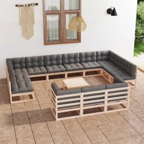 Gartenmöbel-Set 14-teilig und Kissen aus massivem Kiefernholz von vidaXL, Gartensets - Ref: Foro24-3077289, Preis: 1,00 €, Ra...