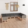 Garden furniture set 9 pieces and cushions solid pine wood by vidaXL, Garden sets - Ref: Foro24-3077314, Price: 860,35 €, Dis...