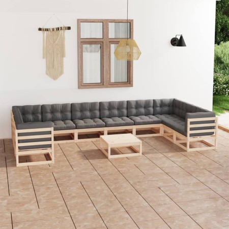 Gartenmöbel-Set 11-teilig und Kissen aus massivem Kiefernholz von vidaXL, Gartensets - Ref: Foro24-3077324, Preis: 1,00 €, Ra...