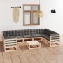 10-piece garden furniture set with solid pine wood cushions by vidaXL, Garden sets - Ref: Foro24-3078144, Price: 871,70 €, Di...