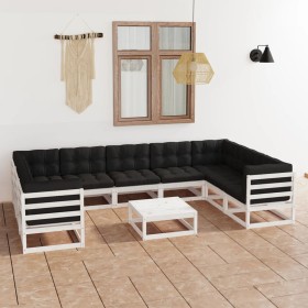 Garden furniture 10 pieces with white pine wood cushions by vidaXL, Garden sets - Ref: Foro24-3078145, Price: 772,74 €, Disco...