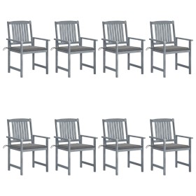 Garden chairs with cushions 8 pcs solid acacia wood in gray by vidaXL, Garden chairs - Ref: Foro24-3078223, Price: 524,62 €, ...