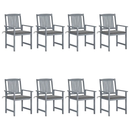 Garden chairs with cushions 8 pcs solid acacia wood in gray by vidaXL, Garden chairs - Ref: Foro24-3078223, Price: 524,00 €, ...