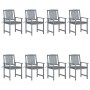 Garden chairs with cushions 8 pcs solid acacia wood in gray by vidaXL, Garden chairs - Ref: Foro24-3078223, Price: 524,00 €, ...