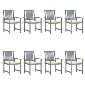 Garden chairs with cushions 8 pcs solid gray acacia wood by vidaXL, Garden chairs - Ref: Foro24-3078224, Price: 525,99 €, Dis...