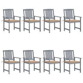 Garden chairs with cushions 8 pcs solid gray acacia wood by vidaXL, Garden chairs - Ref: Foro24-3078225, Price: 543,99 €, Dis...