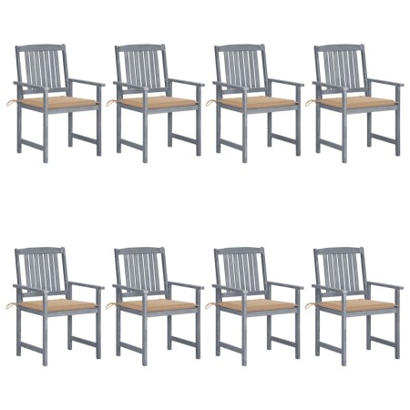 Garden chairs with cushions 8 pcs solid gray acacia wood by vidaXL, Garden chairs - Ref: Foro24-3078225, Price: 541,60 €, Dis...