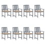 Garden chairs with cushions 8 pcs solid gray acacia wood by vidaXL, Garden chairs - Ref: Foro24-3078225, Price: 541,60 €, Dis...