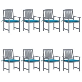 Garden chairs with cushions 8 pcs solid gray acacia wood by vidaXL, Garden chairs - Ref: Foro24-3078226, Price: 511,99 €, Dis...