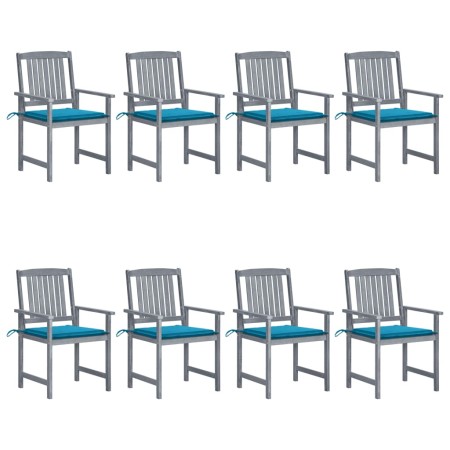 Garden chairs with cushions 8 pcs solid gray acacia wood by vidaXL, Garden chairs - Ref: Foro24-3078226, Price: 509,68 €, Dis...