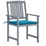 Garden chairs with cushions 8 pcs solid gray acacia wood by vidaXL, Garden chairs - Ref: Foro24-3078226, Price: 509,68 €, Dis...