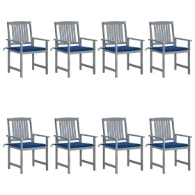 Garden chairs with cushions 8 pcs solid gray acacia wood by vidaXL, Garden chairs - Ref: Foro24-3078232, Price: 526,99 €, Dis...