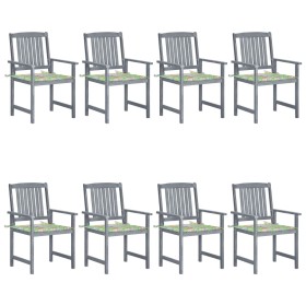 Garden chairs with cushions 8 pcs solid gray acacia wood by vidaXL, Garden chairs - Ref: Foro24-3078234, Price: 548,99 €, Dis...