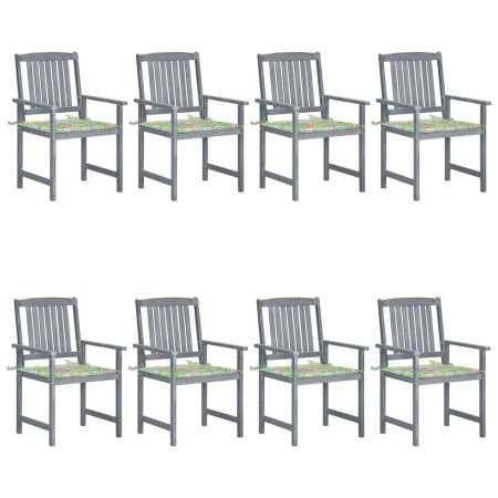 Garden chairs with cushions 8 pcs solid gray acacia wood by vidaXL, Garden chairs - Ref: Foro24-3078234, Price: 528,23 €, Dis...