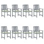 Garden chairs with cushions 8 pcs solid gray acacia wood by vidaXL, Garden chairs - Ref: Foro24-3078234, Price: 528,23 €, Dis...