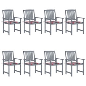 Garden chairs with cushions 8 pcs solid acacia wood in gray by vidaXL, Garden chairs - Ref: Foro24-3078235, Price: 520,08 €, ...