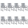 Garden chairs with cushions 8 pcs solid gray acacia wood by vidaXL, Garden chairs - Ref: Foro24-3078236, Price: 520,08 €, Dis...