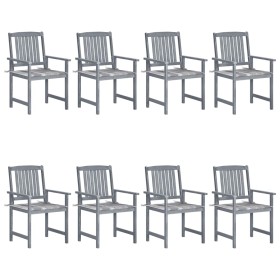 Garden chairs with cushions 8 pcs solid gray acacia wood by vidaXL, Garden chairs - Ref: Foro24-3078236, Price: 520,99 €, Dis...