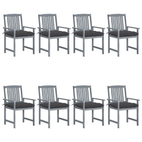 Garden chairs with cushions 8 pcs solid acacia wood in gray by vidaXL, Garden chairs - Ref: Foro24-3078249, Price: 535,99 €, ...