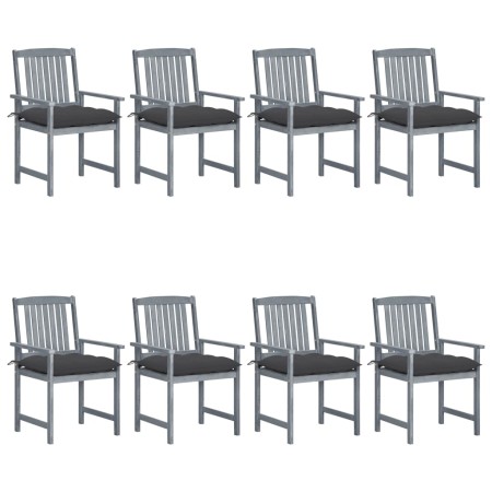 Garden chairs with cushions 8 pcs solid acacia wood in gray by vidaXL, Garden chairs - Ref: Foro24-3078249, Price: 534,75 €, ...