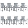 Garden chairs with cushions 8 pcs solid acacia wood in gray by vidaXL, Garden chairs - Ref: Foro24-3078249, Price: 534,75 €, ...