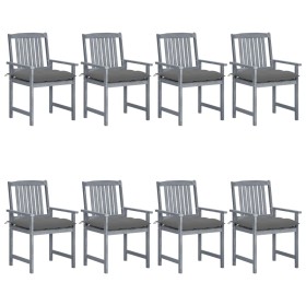 Garden chairs with cushions 8 pcs solid gray acacia wood by vidaXL, Garden chairs - Ref: Foro24-3078250, Price: 534,75 €, Dis...