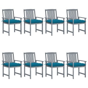 Garden chairs with cushions 8 pcs solid gray acacia wood by vidaXL, Garden chairs - Ref: Foro24-3078253, Price: 517,99 €, Dis...