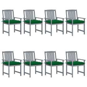 Garden chairs with cushions 8 pcs solid acacia wood in gray by vidaXL, Garden chairs - Ref: Foro24-3078254, Price: 526,37 €, ...