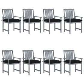 Garden chairs with cushions 8 pcs solid acacia wood in gray by vidaXL, Garden chairs - Ref: Foro24-3078256, Price: 534,75 €, ...