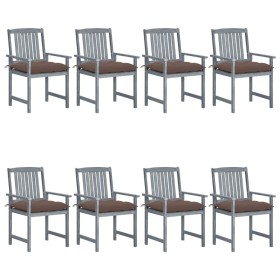 Garden chairs with cushions 8 pcs solid gray acacia wood by vidaXL, Garden chairs - Ref: Foro24-3078257, Price: 527,00 €, Dis...