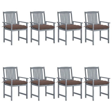 Garden chairs with cushions 8 pcs solid gray acacia wood by vidaXL, Garden chairs - Ref: Foro24-3078257, Price: 526,37 €, Dis...