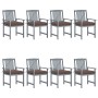 Garden chairs with cushions 8 pcs solid gray acacia wood by vidaXL, Garden chairs - Ref: Foro24-3078257, Price: 526,37 €, Dis...