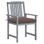 Garden chairs with cushions 8 pcs solid gray acacia wood by vidaXL, Garden chairs - Ref: Foro24-3078257, Price: 526,37 €, Dis...