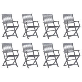 8 pcs folding garden chairs and solid acacia wood cushions by vidaXL, Garden chairs - Ref: Foro24-3078262, Price: 387,99 €, D...