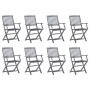 8 pcs folding garden chairs and solid acacia wood cushions by vidaXL, Garden chairs - Ref: Foro24-3078262, Price: 388,99 €, D...