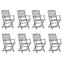 8 pcs folding garden chairs and solid acacia wood cushions by vidaXL, Garden chairs - Ref: Foro24-3078262, Price: 388,99 €, D...