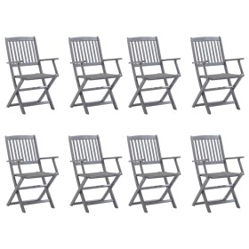 Folding garden chairs 8 units and solid acacia wood cushions by vidaXL, Garden chairs - Ref: Foro24-3078263, Price: 381,99 €,...