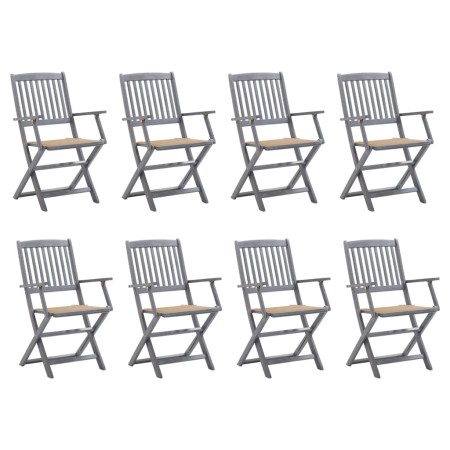 8 pcs folding garden chairs and solid acacia wood cushions by vidaXL, Garden chairs - Ref: Foro24-3078265, Price: 387,47 €, D...