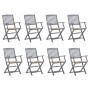 8 pcs folding garden chairs and solid acacia wood cushions by vidaXL, Garden chairs - Ref: Foro24-3078265, Price: 387,47 €, D...