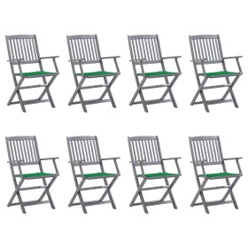 8 pcs folding garden chairs and solid acacia wood cushions by vidaXL, Garden chairs - Ref: Foro24-3078267, Price: 359,99 €, D...